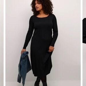 Kaffe Curve Black Long Sleeve Jersey Dress